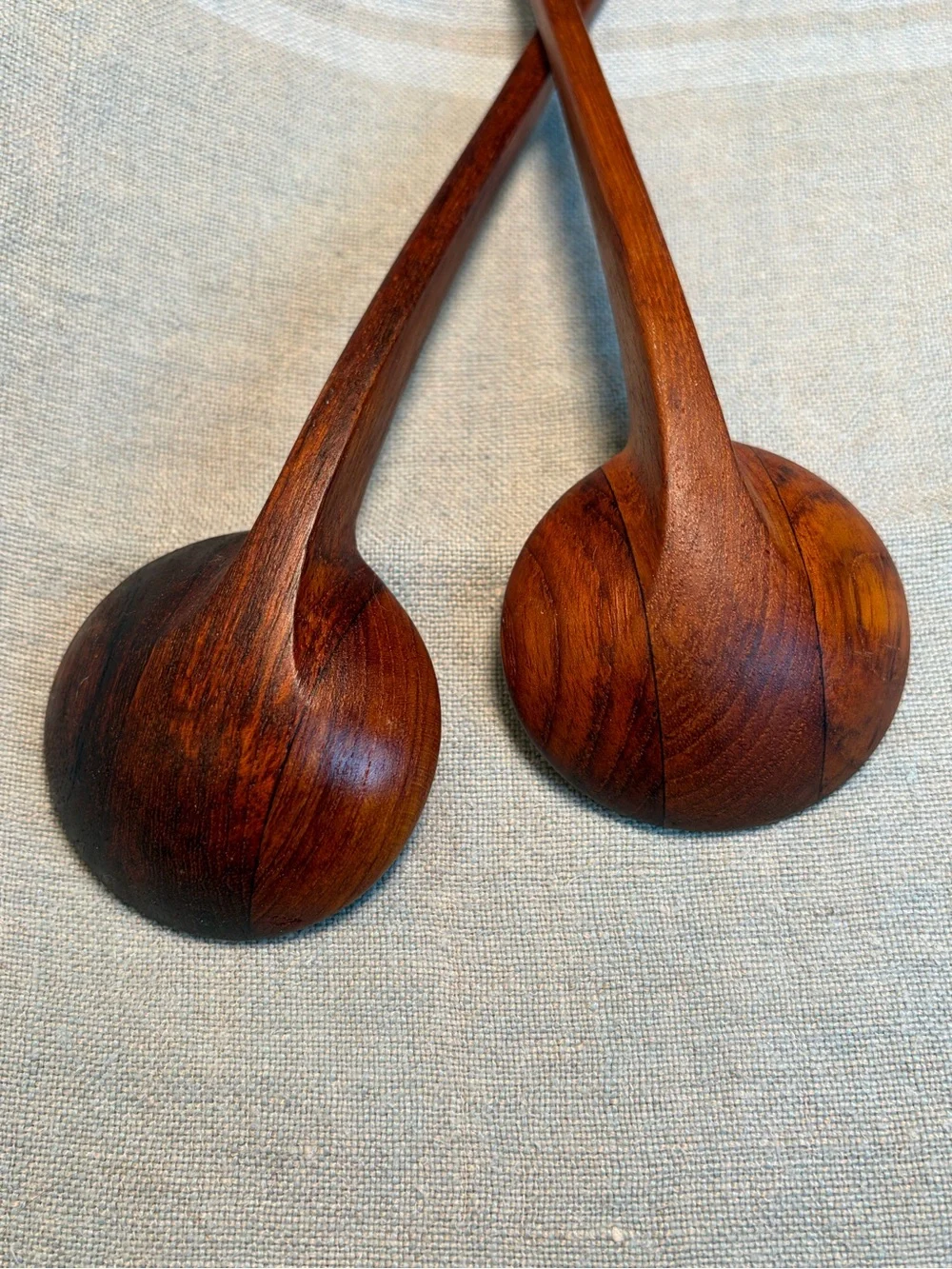 Jens Quistgaard 1950s set of 2 vintage teak spoons marked “Danmark”
